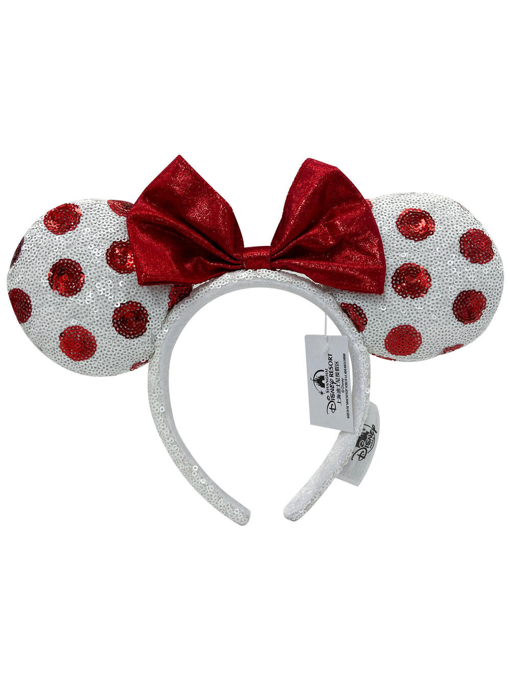 White Minnie Ears Headband Red Polka Dots